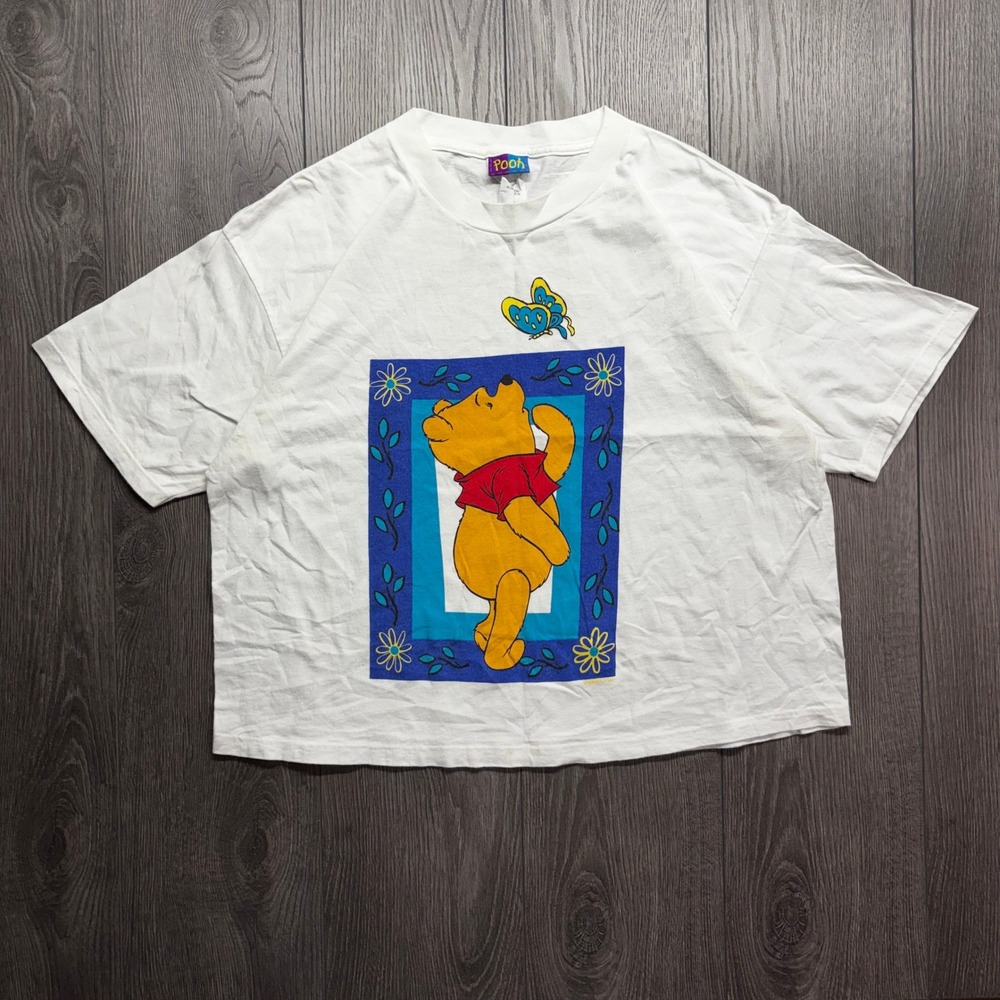 Vintage 90s Pooh Jerry Leigh Winnie the Pooh Crop Top T-Shirt White Large USA